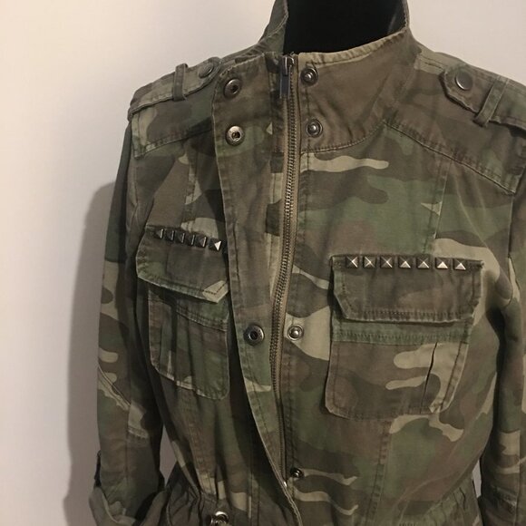 INC International Concepts Studded Camo Field Drawstring Jacket Womens Small - Picture 9 of 11